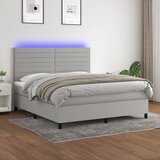 vidaXL Krevet box spring s madracem LED svjetlosivi 180x200 cm tkanina Cijene