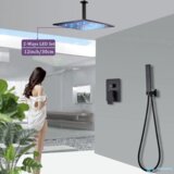  LED podometni tuš sistem črne ali krom barve | tuš panel EYN PT50089 - 30 cm, Črna Cene