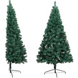 vidaXL Polovična novoletna jelka s stojalom zelena 120 cm PVC | Shoptok.si