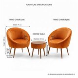 Atelier Del Sofa set od fotelja i stolića za kafu, 3 dijela, narandžasta Slike