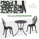  Vodootporni bistro set za 2 osobe: 1 stol + 2 stolice s otvorom za suncobran pogodan za više lokacija aluminij crna | shoptok.hr