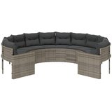  Vrtna sofa s jastucima okrugla sivi od poliratana | shoptok.hr