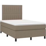  Krevet s oprugama i madracem LED smeđesivi 120x190cm od tkanine | shoptok.hr