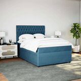vidaXL Box spring postelja z vzmetnico modra 140x200 cm žamet, (21305956) | Shoptok.si