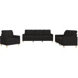  3-dijelni set sofa s jastucima crni od tkanine | shoptok.hr