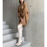 Gemre Najeta Brown Long Oversize Sweater with Ruched Sleeves | Shoptok.si