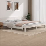 Maison Chic Posteljni okvir - Dvoposteljna postelja - Zakonska postelja bel iz trdne borovine 200x200 cm-J3068, (21765270) | Shoptok.si