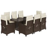  The Living Store Vrtna jedilna garnitura 9-delna z blazinami rjav poli ratan - Vrtna Jedilna Garnitura, (21446712) | Shoptok.si