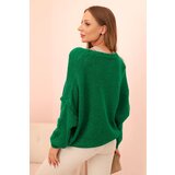 Kesi Włoski Women's sweater with a V-neck and buttons green | shoptok.hr
