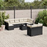 vidaXL 10-dijelni set vrtnih sofa s jastucima crni od poliratana | shoptok.hr