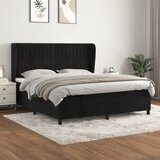 vidaXL Box spring postelja z vzmetnico črna 160x200 cm žamet Cene