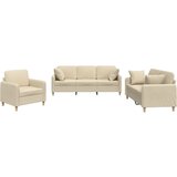 Maison Chic Sedežna garnitura - kavč 3-delna z vzglavniki krem blago, (21728257) | Shoptok.si