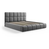 Micadoni Sivi baršunasti tapecirani bračni krevet s prostorom za odlaganje s podnicom 140x200 cm Bellis – | shoptok.hr