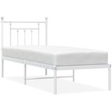  Metalni okvir krevet bez madraca s uzglavljem bijeli 75x190 cm | shoptok.hr