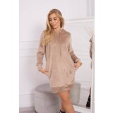 Kesi Velour dress with a hood in beige color | Shoptok.si