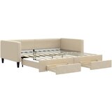 vidaXL Izvlečna dnevna postelja s predali krem 100x200 cm blago, (20787759) Cene