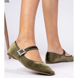 D/CEO marka niezdefiniowana Green velvet women's ballet flats with buckle Kvitta | ePonuda.com