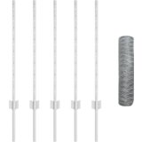 vidaXL Stojala za ograjo 5 kosov U-Channel 80 cm Galvanizirano jeklo, Šesterokotna ograja 0,8x10 m Galvanizirano jeklo | Shoptok.si