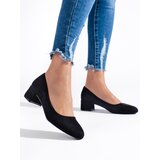 Shelvt Women's suede pumps with low heels black Cijene