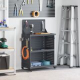 vidaXL Količar za alate s policom s kotačem s pohranom Antracit 65 x 35 x 111 cm | shoptok.hr
