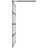 Pregrada za tuš s policom crna 80 x 195 cm s mutnim staklom ESG | shoptok.hr