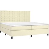  Krevet s oprugama i madracem krem 200x200 cm od umjetne kože | shoptok.hr