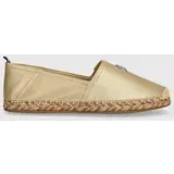 Tommy Hilfiger Usnjene espadrile TH GOLD FLAT ESPADRILLE zlata barva, FW0FW07694