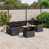 Maison Chic Seti vrtnega pohištva - Vrtna garnitura - Vrtni pohištvo set 8-delna z blazinami črn poli ratan, (21799704) | Shoptok.si