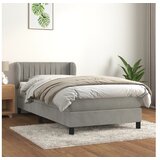  Box spring postelja z vzmetnico svetlo siva 80x200 cm žamet | Shoptok.si