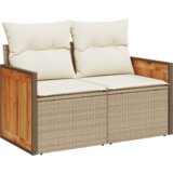 vidaXL 9-dijelni vrtni sofa set s jastučićima Bež Poli Ratan Akacija Cijene