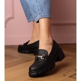 Gemre Black low-heeled shoes with a gold ornament Marela | Shoptok.si