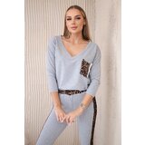 Kesi Set with a panther motif in gray color | shoptok.hr