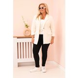 Kesi Włoski Women's Plus Size viscose blazer with long sleeves and collar ecru | Shoptok.si