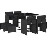  9-dijelni vrtni blagovaonski set s jastucima crni od poliratana Crna Dužina stola 190 cm | Shoptok.si