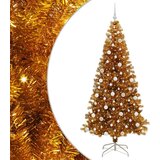 vidaXL Božično drevo med 300 LED z stojalom Zlata 210 cm PET | Shoptok.si