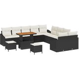 vidaXL 13-dijelni Vrtni Sofa Set s Jastučićima Crni Poli Ratan Akacija, 2-Sjedalni Vrtni Sofa s Jastučićima Crni Poli Ratan, 3-dijelni Vrtni Set za Ručavanje s Jastučićima Crni Poli Ratan Akacija | shoptok.hr