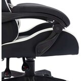 vidaXL racing stol z RGB LED lučkami belo in črno umetno usnje | Shoptok.si