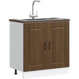vidaXL Osnovna omarica za umivalnik Kalmar rjavi hrast 80x46x81,5 cm Cene