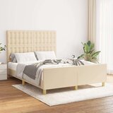  Posteljni okvir z vzglavjem krem 140x190 cm blago, (20906145) | Shoptok.si