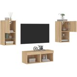  4-dijelni zidni TV ormarići s LED svjetlima boja hrasta sonome | shoptok.hr