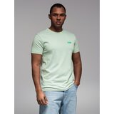 Ombre Men's cotton t-shirt with contrasting thread - mint | Shoptok.si