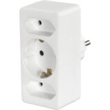 Hama 223215 trojni adapter za vtičnico, 1x ozemljena, 2x evro, bel | Shoptok.si