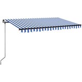 Tenda na ručno uvlačenje s LED svjetlom 400x350 cm plavo-bijela | shoptok.hr