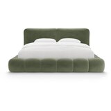 Micadoni Zelena oblazinjena zakonska postelja s prostorom za shranjevanje z letvenim dnom 200x200 cm Solange – | Shoptok.si