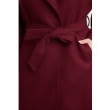 Trendyol Curve Claret Red Regular Fit Wide Collar Detailed Long Wool Blend Cashmere Coat | shoptok.hr