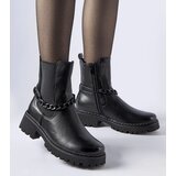 Gemre Black insulated ankle boots with chain Tiziano Cene