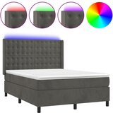  box spring s madracem LED tamnosivi 140x190 cm baršun | shoptok.hr