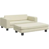 Otroški kavč - Otroški divan - Otroški sedež s stolčkom za noge krem 100x50x30 cm umetno usnje, (21729545)