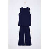 Trendyol Navy Blue Wide Cut Button Detailed Vest-Pants Knitwear Bottom-Top Set | Eponuda.ba