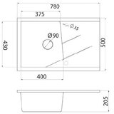 Metalac granitna usadna sudopera xLinea Plus bež 780x500 Ø90 | Eponuda.com